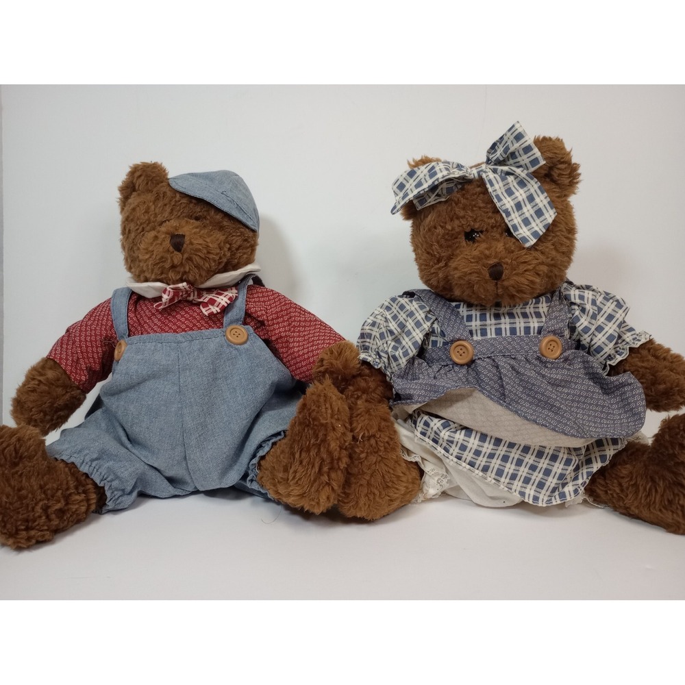ABC Distributing Country Farmer Bears Plush Stuffed Animal 11 Inch Brown Sitting